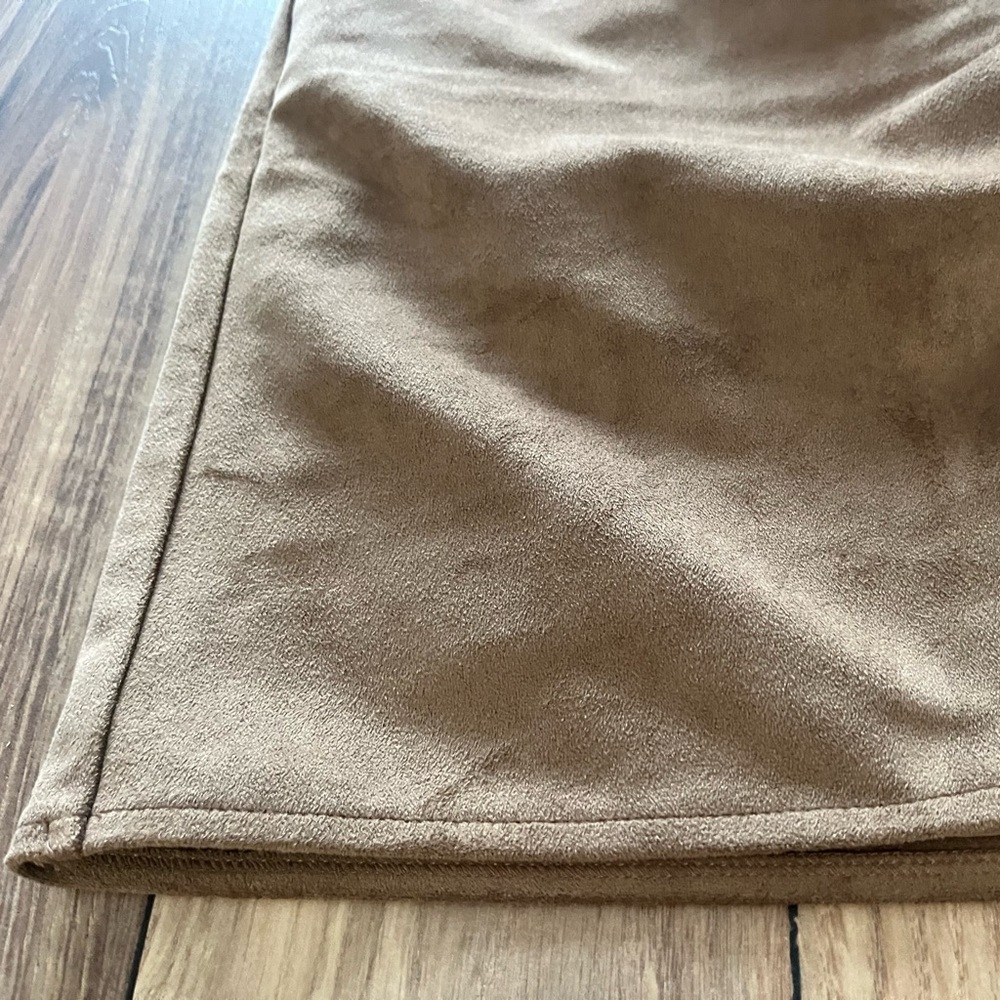 Abercrombie & Fitch Tan Suede Mini Pencil Skirt Asymmetrical Ruched - Picture 7 of 10